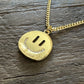 Curved Happy Face with CZ’s Pendant 18" 14k Gold Plated Brass