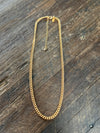 Cuban Curb Chain Diamond Cut Necklace 16"-18" PVD Gold Plated