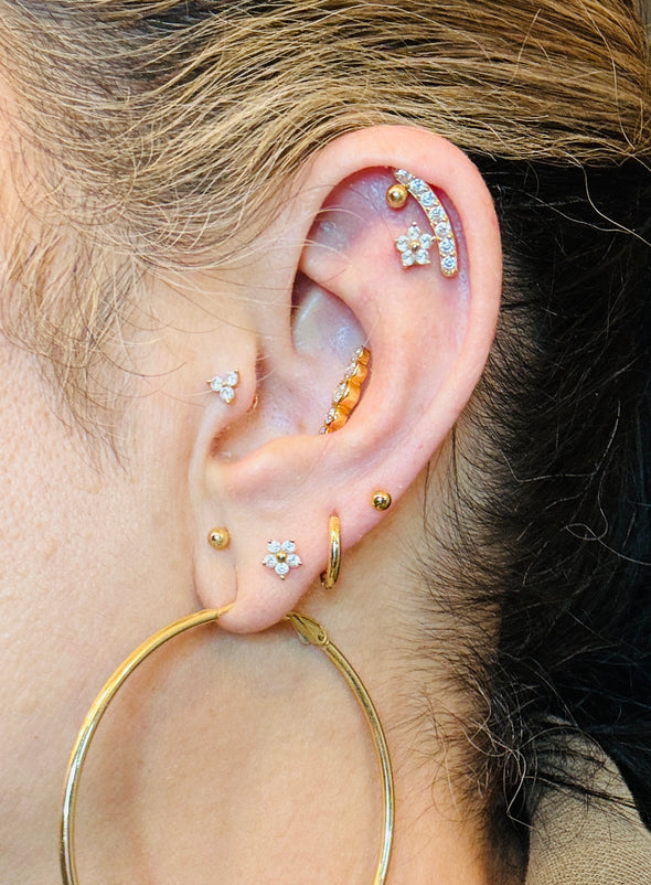 Conch/Helix Flat Back Piercing Studs - Push In (Sold as Singles - Multiple Options)