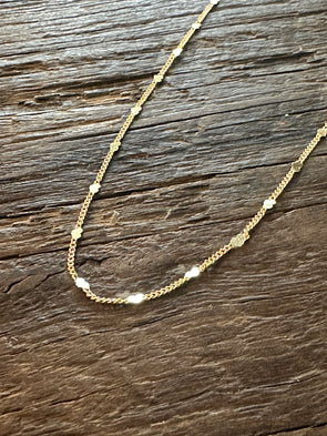 Dainty Heart Mini Curb Chain Necklace 17" 14k Gold Plated