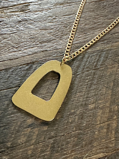 Raw Brass Geo Pendant Necklace 18"