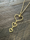 Raw Brass Heart Drop Necklace