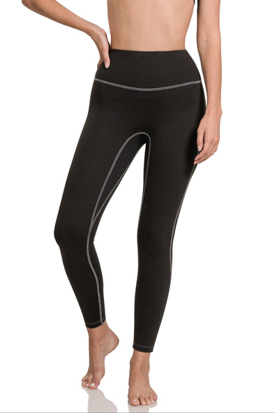 Buttery Soft Casual High Rise Leggings - Black with Contrast