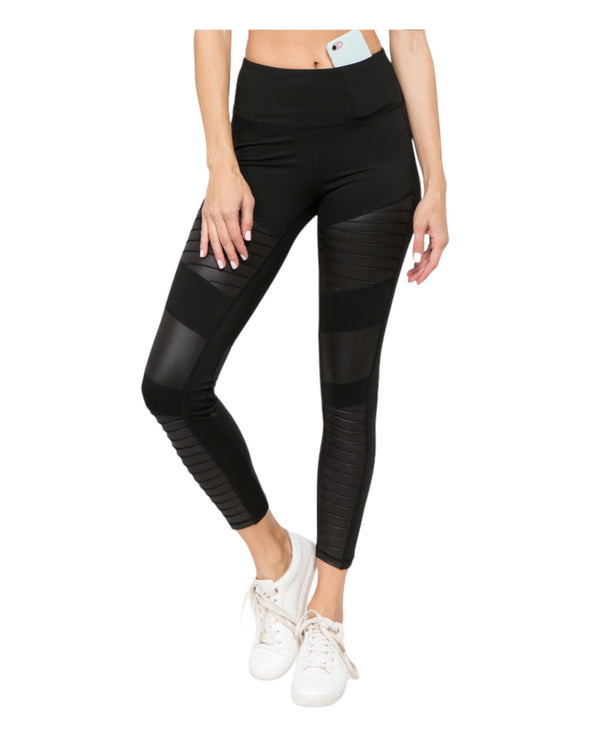 Activewear High Rise Faux Leather Moto Leggings