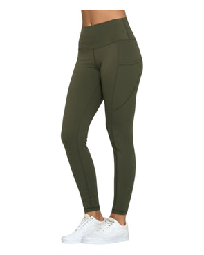 High Waisted Medium Compression Leggings with Pockets - Solid