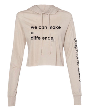 Women’s We Can Make a Difference Graphic Crop Flowy Tee Hoodie