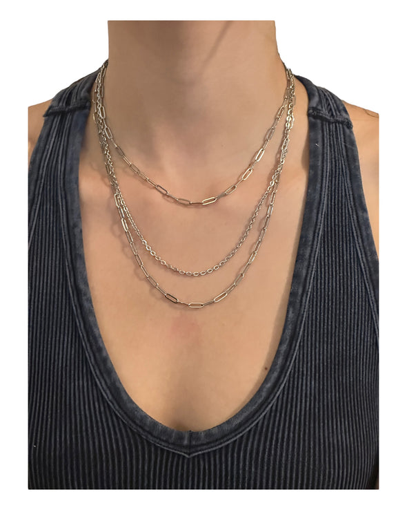 Triple Chain Stainless Steel Necklace