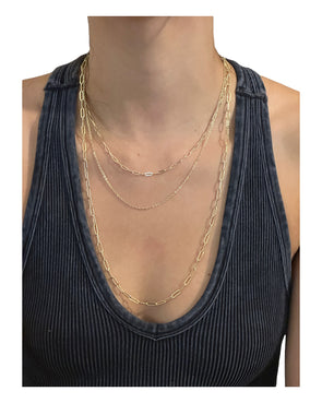 Triple Chain 14k Gold Plated Brass Dainty Necklace