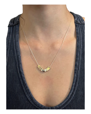 Dainty Necklace with Golden Marcasite 18" Sterling Silver