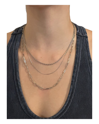 Triple Chain Stainless Steel Dainty Necklace