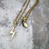 Polished Lightning Bolt Necklace 18" Cable Chain