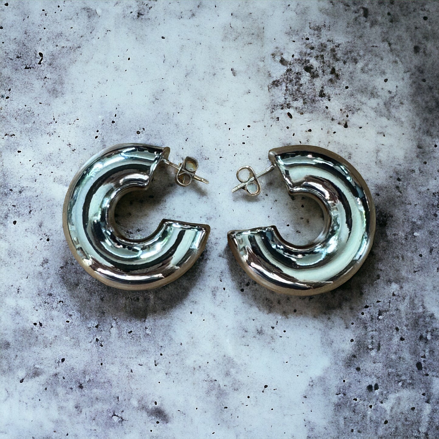 Puffy Hoop 14K Gold or 925 Sterling Silver Plated