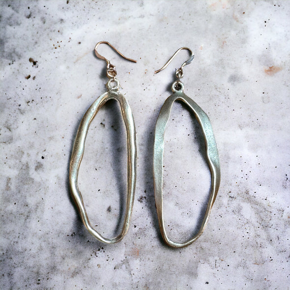 Large Abstract Oval Drop Earrings
