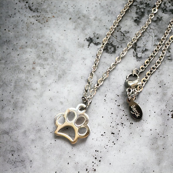 Polished Paw Necklace 18" Cable Chain