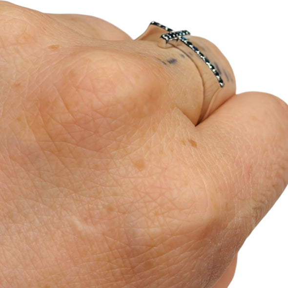 Moissanite Diamond GRA Certified Raised Cross Ring Sterling Silver PREORDER