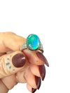 One of a Kind Aurora Triplet Opal Sterling Silver Adjustable Floral Ring