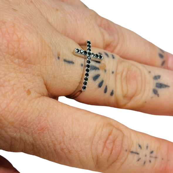 Moissanite Diamond GRA Certified Raised Cross Ring Sterling Silver PREORDER