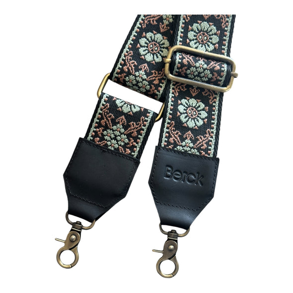 Embroidered Guitar Shoulder/Crossbody Strap Leather