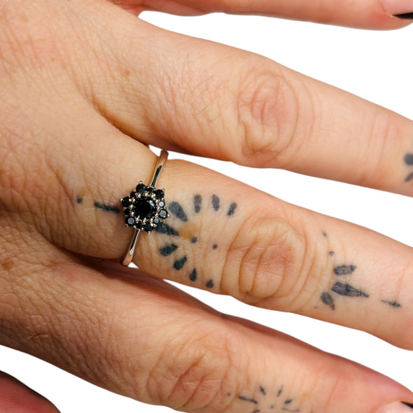 Moissanite Diamond GRA Certified Flower Ring Sterling Silver PREORDER