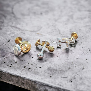 Flat Back Piercing Studs - Push In (Sold as Singles - Multiple Options)