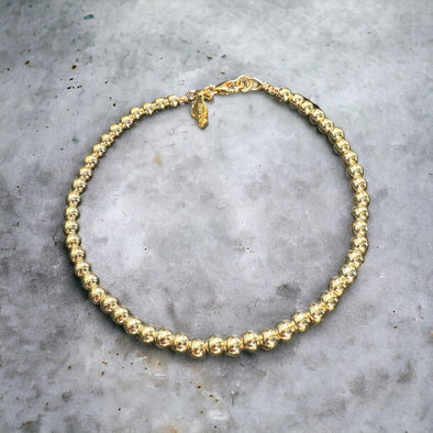 Gold Beaded Bangle Bracelet 14k Gold Filled or 925 Sterling Silver