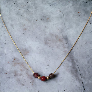 One-of-a-Kind Vintage Carnelian Bead Necklace Gold Filled