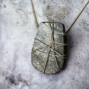 One-of-a-Kind Pyrite Stone with 14k Gold Filled Wrap Necklace