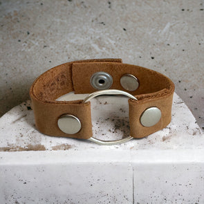 One-of-a-Kind Organic Zemak Circle & Leather Cuff Bracelet