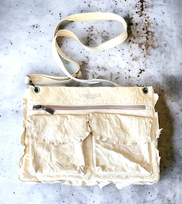 One-Of-A-Kind ORIGINAL LISA BERCK Simply Raw Garrett Crossbody - Leather Ivory