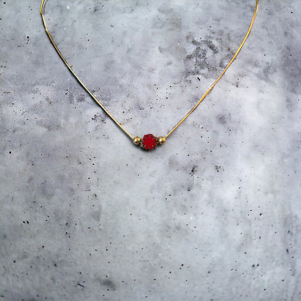 One-of-a-Kind Ruby Red Picasso Czech Bead with 14k Gold Filled Beads