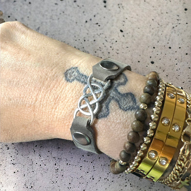 One-of-a-Kind Double Infinity Zemak & Leather Cuff Bracelet