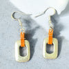 One-of-a-Kind Zamak Abstract Square & Leather Drop Earrings