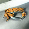 One-of-a-Kind Zamak Curved Oval Braided Leather Wrap Bracelet