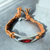 One-of-a-Kind Red Resin & Zamak Abstract & Leather Braided Band Band Bracelet