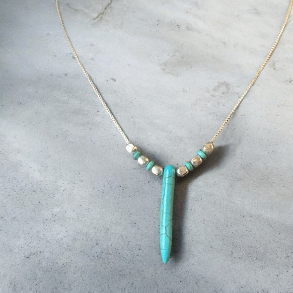 One-of-a-Kind Turquoise Spike & Sterling Silver Necklace