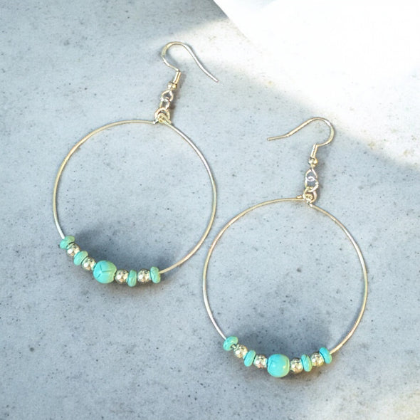 One-of-a-Kind Howlite Turquoise Sterling Silver Hoop Earrings