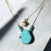 One-of-a-Kind Howlite Turquoise Natural Shape with Sand Dollar 14k Gold Filled Double Necklace