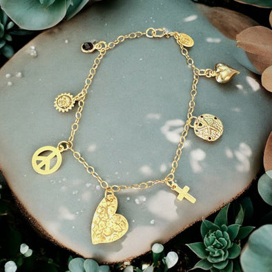 One-of-a-Kind 14k Gold Filled Charm Bracelet