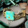 One-of-a-Kind Natural Kingman Turquoise Square Brass & Sterling Silver Cuff Bracelet