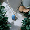 One-of-a-Kind Peruvian Blue Opal  Square Sterling Silver Bar Link Necklace