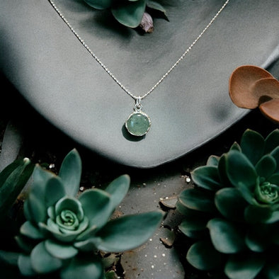 One-of-a-Kind 8mm Round Aventurine Sterling Silver Necklace