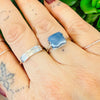 One-of-a-Kind Peruvian Blue Opal Square Gemstone Sterling Silver Ring