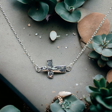 One-of-a-Kind Sterling Silver Hammered Cross Necklace