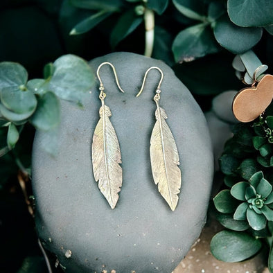 One of a Kind  Feather Sterling Silver Drop Earring