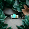 One of a Kind Copper Kingman Turquoise Round Two Tone Sterling Silver Ring