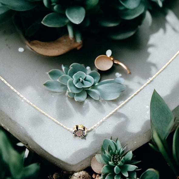 One-of-a-Kind Dainty Two Sided Flower Sterling Silver Necklace