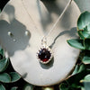 One-of-a-Kind Smooth Cushion Cut Garnet Sterling Silver Necklace