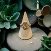 One-of-a-Kind Smooth Oval Golden Rutilated Quartz Floral Sterling Silver Ring