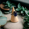 One-of-a-Kind Oval Natural Faceted Sapphire Sterling Silver Adjustable Ring