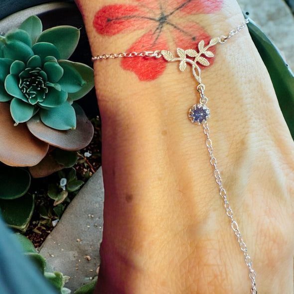 One-Of-A-Kind Leaves & AAA Tanzanite Gemstone Ring/Bracelet Combo Sterling Silver